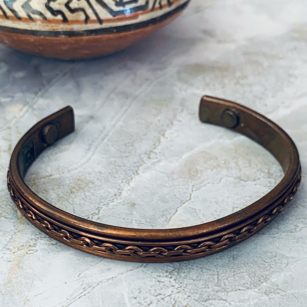 Vintage Solid Copper Braided Rope Design Cuff Bra… - image 2